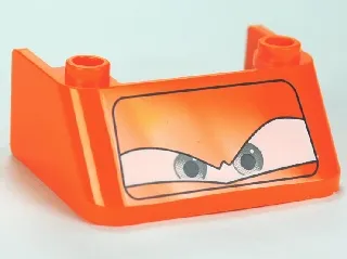 Windscreen 3 x 4 x 1 1/3 with 2 Studs on Top with Blue Eyes on White Background Pattern