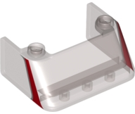 Windscreen 3 x 4 x 1 1/3 with 2 Studs on Top with Metallic Silver and Red Stripe Pattern on Both Sides