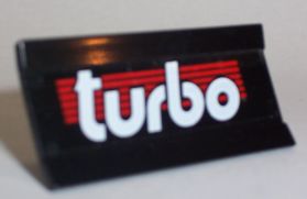 Vehicle, Spoiler / Plow Blade 6 x 3 with Hinge with White 'turbo' on Red Stripes Pattern (Sticker) - Set 6639