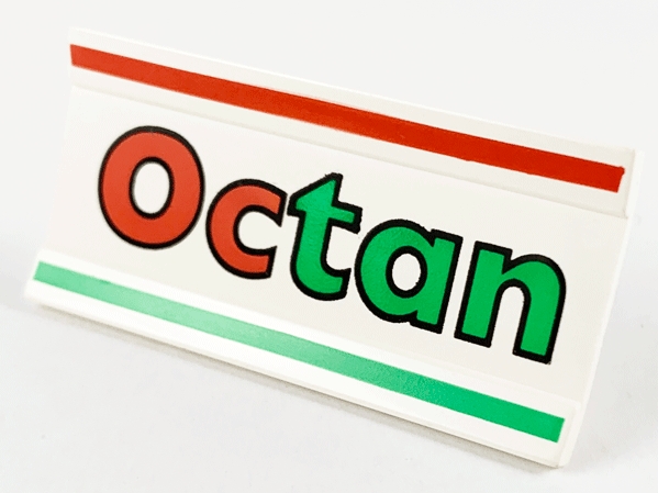 Vehicle, Spoiler / Plow Blade 6 x 3 with Hinge with Red and Green Stripes and 'Octan' Pattern