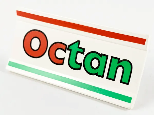 Vehicle, Spoiler / Plow Blade 6 x 3 with Hinge with Red and Green Stripes and 'Octan' Pattern