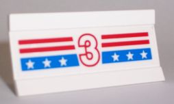 Vehicle, Spoiler / Plow Blade 6 x 3 with Hinge with Red and Blue Stripes with White Number 3 and Stars Pattern (Sticker) - Set 1992