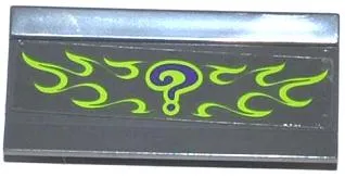 Vehicle, Spoiler / Plow Blade 6 x 3 with Hinge with Dark Purple Question Mark and Lime Flames Pattern (Sticker) - Set 76012