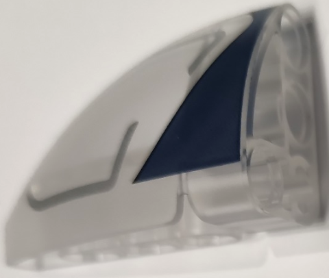 Technic, Panel Curved 5 x 3 x 2 Corner Quarter Ellipse, Right with Dark Blue Edge and Silver Lines Pattern