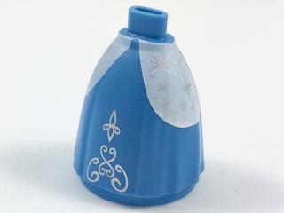 Mini Doll Skirt Long Full with White Hips, Silver Stars and Filigree Pattern (Cinderella)