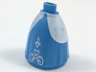 Mini Doll Skirt Long Full with White Hips, Silver Stars and Filigree Pattern (Cinderella)