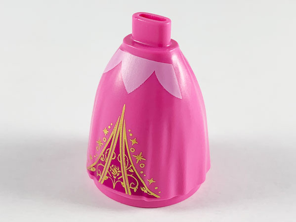 Mini Doll Skirt Long Full with Magenta Triangle and Gold Filigree Pattern (Aurora)