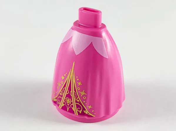 Mini Doll Skirt Long Full with Magenta Triangle and Gold Filigree Pattern (Aurora)