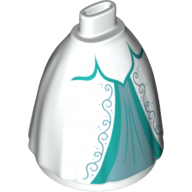 Mini Doll Skirt Long Full with Dark Turquoise and Metallic Light Blue Inset and Filigree Pattern (Ariel)