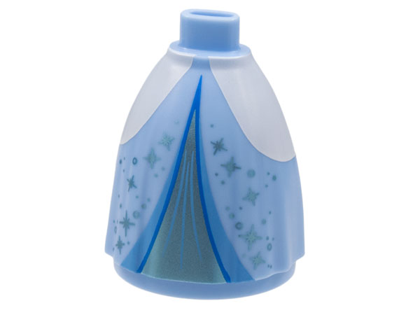 Mini Doll Skirt Long Full with White Hips, Metallic Light Blue Inset with Blue and Medium Blue Wide Trim, Stars Pattern (Cinderella)