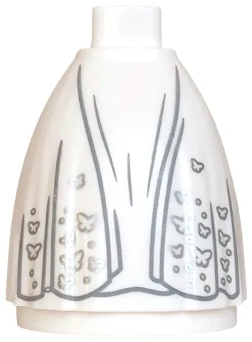 Mini Doll Skirt Long Full with Inset, Dark Bluish Gray Creases and Trim, Silver Butterflies and Dots Pattern