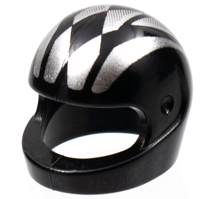 Minifigure, Headgear Helmet Motorcycle (Standard) with Silver Stripes and Diamonds Pattern