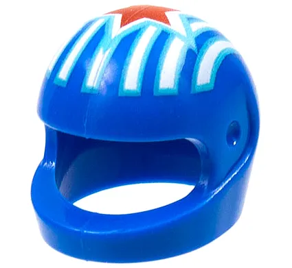 Minifigure, Headgear Helmet Motorcycle (Standard) with Stripes and Red Star Pattern