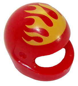 Minifigure, Headgear Helmet Motorcycle (Standard) with Yellow Flames Pattern