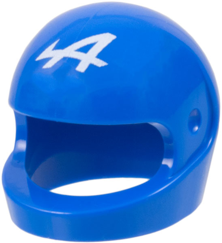 Minifigure, Headgear Helmet Motorcycle (Standard) with Alpine Formula 1 Logo Stylized White Capital Letter A Pattern