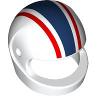 Minifigure, Headgear Helmet Motorcycle (Standard) with Dark Blue Thick Stripe and Red Thin Stripes Pattern