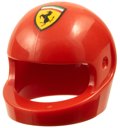 Minifigure, Headgear Helmet Motorcycle (Standard) with Ferrari Logo Pattern