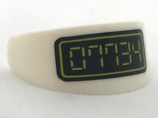 Minifigure, Visor Standard with Lime Digital '07734' on Black Background Pattern