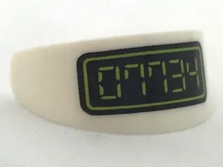 Minifigure, Visor Standard with Lime Digital '07734' on Black Background Pattern