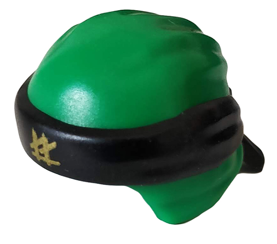 Minifigure, Headgear Ninjago Wrap Type 3 with Molded Black Bandana and Knot and Printed Gold Ninjago Logogram 'LL' Pattern