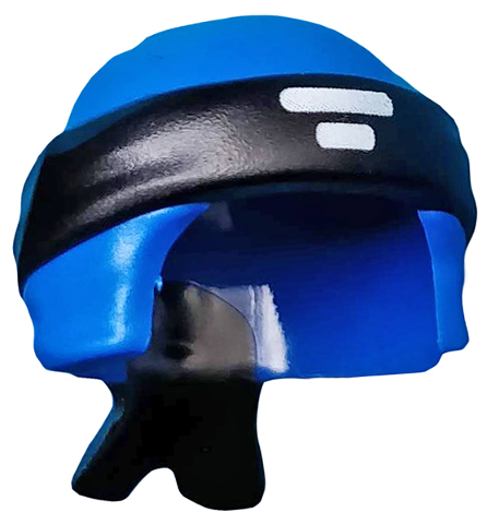 Minifigure, Headgear Ninjago Wrap Type 3 with Molded Black Bandana and Knot and Printed White Lines Symbol Pattern