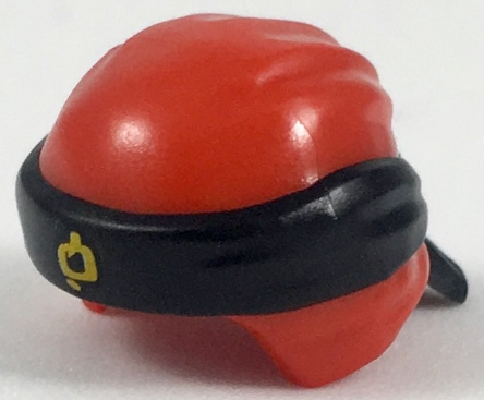 Minifigure, Headgear Ninjago Wrap Type 3 with Molded Black Bandana and Knot and Printed Bright Light Orange Ninjago Logogram Letter H Pattern