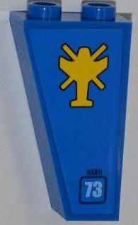 Slope, Inverted 75 2 x 1 x 3 with Helicopter Outline, 'NABII' and Light Blue '73' Pattern Model Right Side (Sticker) - Set 7067