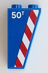 Slope, Inverted 75 2 x 1 x 3 with '50T' and Red and White Danger Stripes Pattern Model Left Side (Sticker) - Set 60098