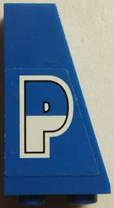 Slope, Inverted 75 2 x 1 x 3 with Blue and White 'P' on Blue Background Pattern Model Right Side (Sticker) - Set 8214