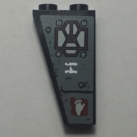 Slope, Inverted 75 2 x 1 x 3 with Line, Dots and Footprint Pattern Model Back Right Side (Sticker) - Set 70009