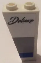 Slope, Inverted 75 2 x 1 x 3 with 'Deluxe' and Light Bluish Gray and Blue Stripe Pattern Model Left Side (Sticker) - Set 60182