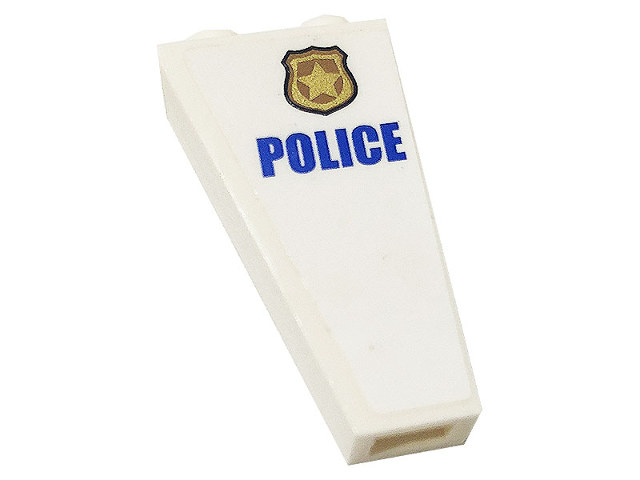 Slope, Inverted 75 2 x 1 x 3 with Blue 'POLICE' and Gold Police Badge Pattern Model Right Side (Sticker) - Set 60141