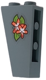 Slope, Inverted 75 2 x 1 x 3 with Coral and White Flowers and Lime Leaves Pattern (Sticker) - Set 41432