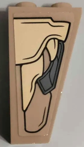 Slope, Inverted 75 2 x 1 x 3 with Gold and Dark Bluish Gray Armor Plates with Black Outlines Pattern Model Left Side (Sticker) - Set 76237