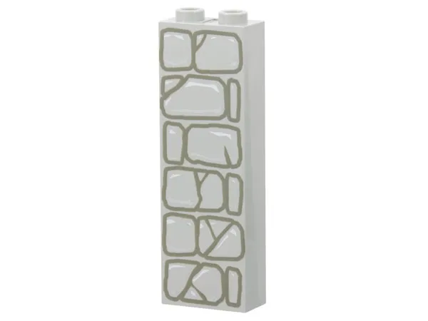 Brick 1 x 2 x 5 with Dark Gray Stone Outlines Pattern