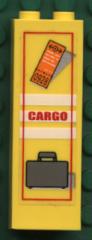 Brick 1 x 2 x 5 with Train Ticket, 'CARGO' and Suitcase Pattern (Sticker) - Set 4513