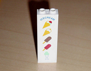 Brick 1 x 2 x 5 with 'ICECREAM' and Ice Cream Cones and Popsicles Pattern (Sticker) - Set 5847