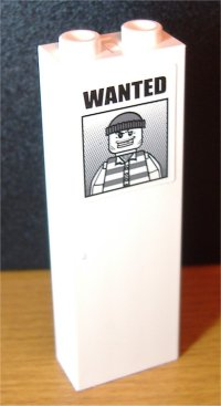Brick 1 x 2 x 5 with 'WANTED' and Minifigure with Shirt with Stripes Pattern (Sticker) - Set 7237