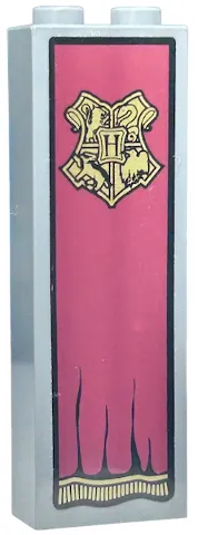 Brick 1 x 2 x 5 with Gold Hogwarts Crest on Dark Red Curtain Pattern (Sticker) - Set 5378