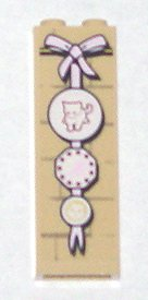 Brick 1 x 2 x 5 with Pink Ribbon and 3 Kitten Plates on Brick Wall, Middle Plate Octagonal Pattern (Sticker) - Set 5378
