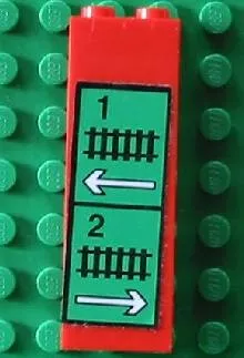 Brick 1 x 2 x 5 with Train Track, White Arrows and '1' and '2' Pattern (Sticker) - Set 4556