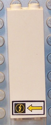 Brick 1 x 2 x 5 with Yellow Lightning in Circle and Arrow Pattern Model Left Side (Sticker) - Set 8480