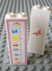 Brick 1 x 2 x 5 with Growth Chart and Butterfly Pattern (Stickers) - Set 7586