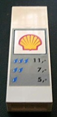 Brick 1 x 2 x 5 with Shell Logo and Car Wash Price Table Pattern (Sticker) - Set 1255