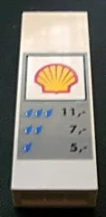 Brick 1 x 2 x 5 with Shell Logo and Car Wash Price Table Pattern (Sticker) - Set 1255