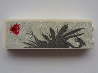 Brick 1 x 2 x 5 with Half Dark Gray Phoenix and Small Red Phoenix Pattern (Sticker) - Set 8161