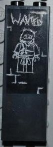 Brick 1 x 2 x 5 with 'WANTED' and Ninja Chalk Drawing Pattern (Sticker) - Set 2505