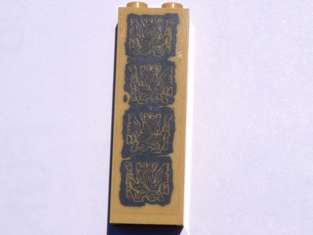 Brick 1 x 2 x 5 with Aztec Carvings on Dark Bluish Gray Stones Pattern (Sticker) - Set 7627