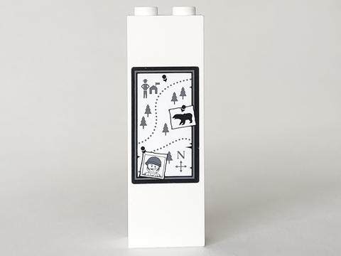 Brick 1 x 2 x 5 with Map and Pinned Photographs Pattern (Sticker) - Set 4440