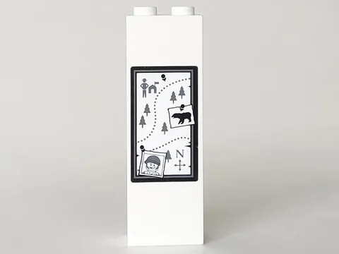 Brick 1 x 2 x 5 with Map and Pinned Photographs Pattern (Sticker) - Set 4440